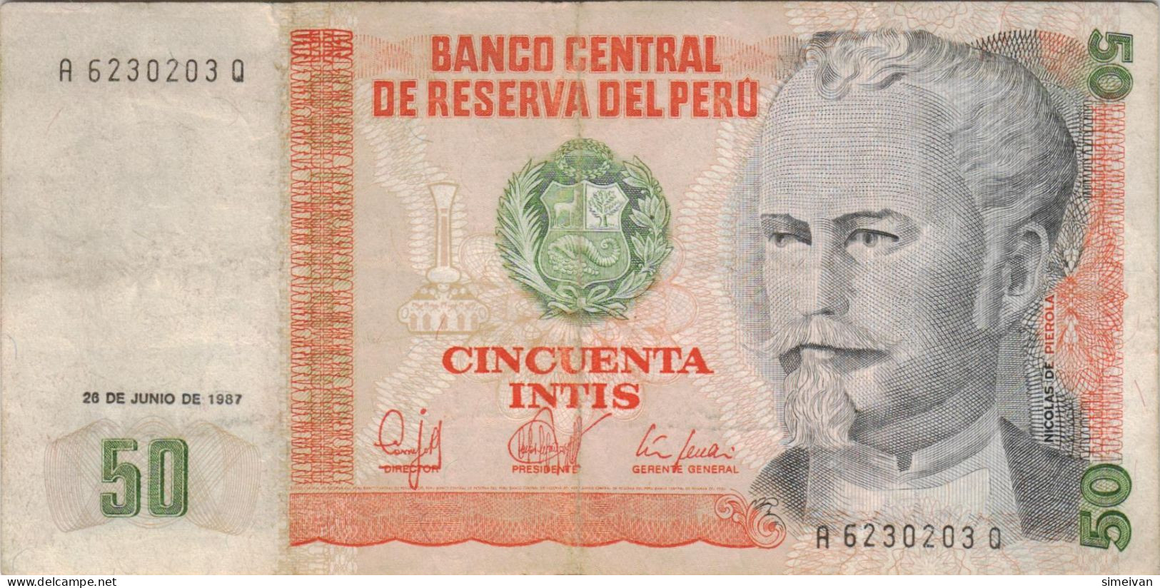 Peru 50 Intis 1987 P131b Banknote South America Currency Pérou #5148 - Pérou