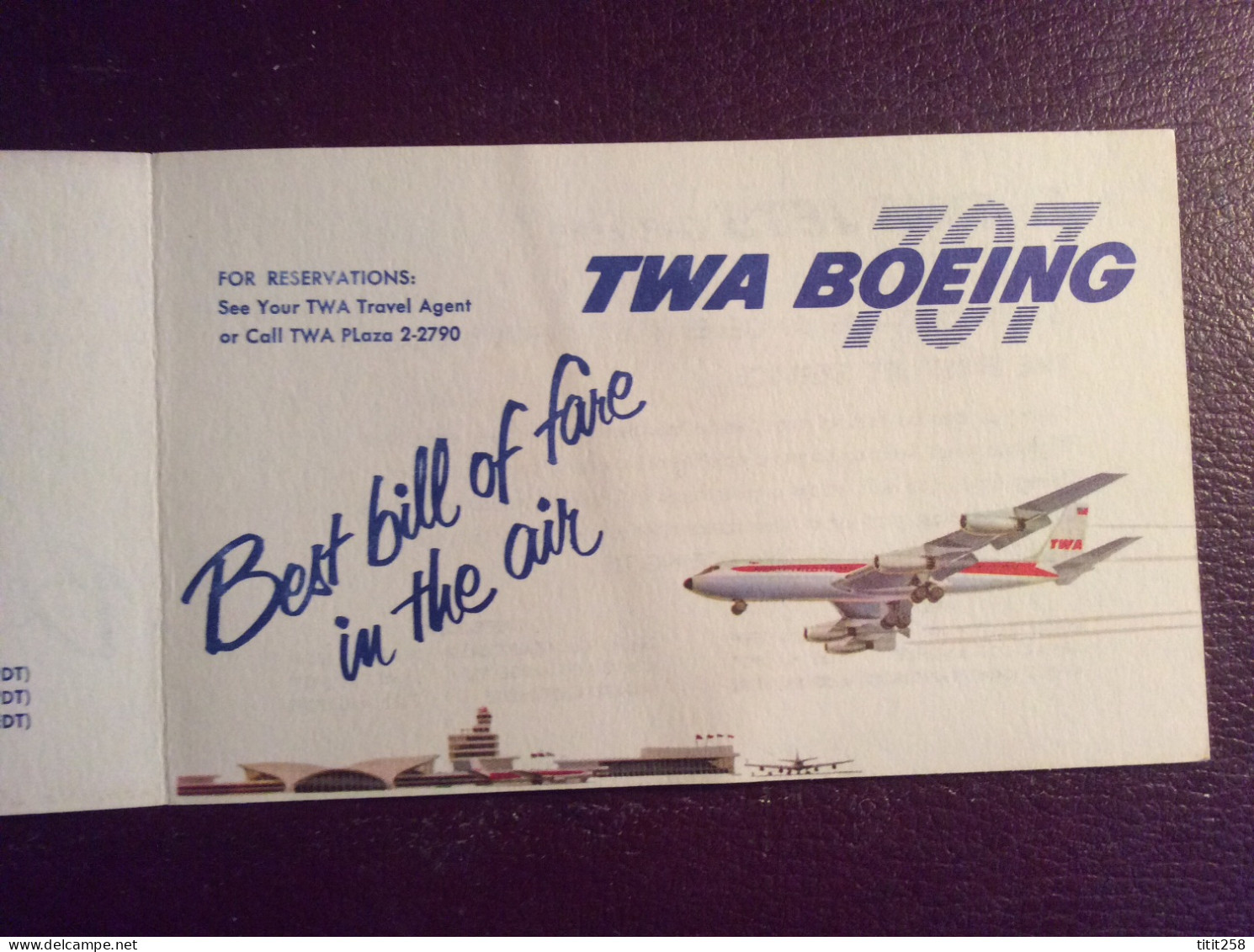 Carton Horaires CIE TWA BOEING 707 BALTIMORE LOS ANGELES SAN FRANCISCO ( Avions Aéroports ) - Horaires