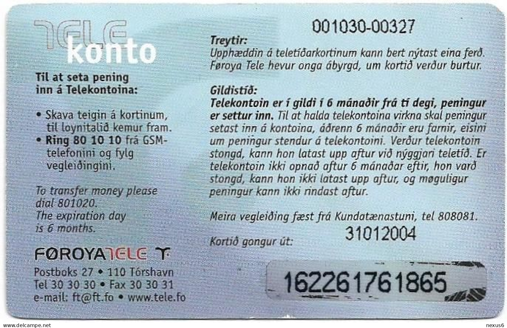 Faroe - Smiling Face, Exp. 31.01.2004, GSM Refill 100Kr, Used - Islas Faroe