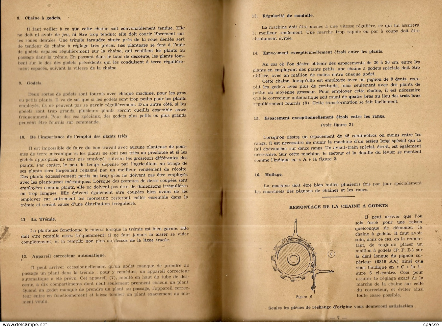 Notice Agricole DEERING - Planteuse De Pommes De Terre Type à Chaîne ** Agriculture Matériel - Material Y Accesorios