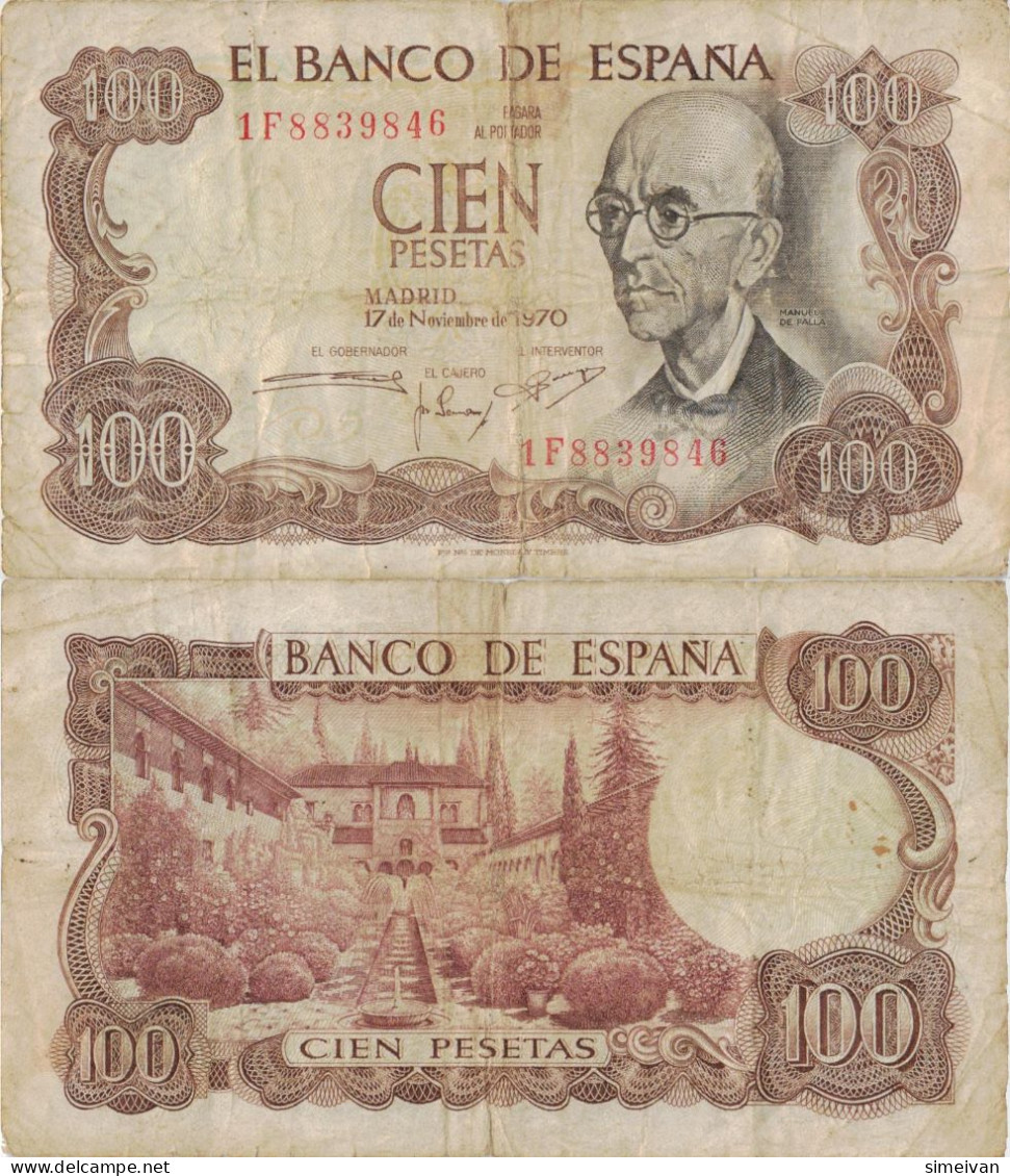 Spain 100 Pesetas 1970 (1974) P152a Banknote Europe Currency Espagne Spanien #5151 - 100 Pesetas