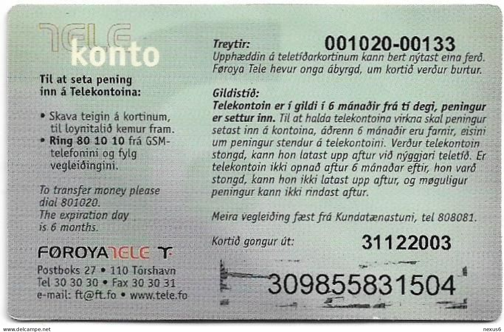 Faroe - Smiling Face, Exp. 31.12.2003, GSM Refill 100Kr, Used - Isole Faroe