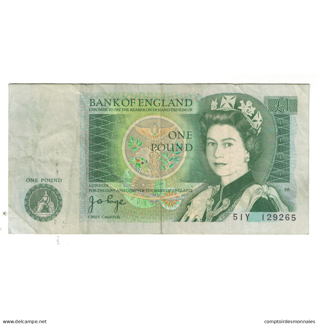 Billet, Grande-Bretagne, 1 Pound, KM:377a, TTB - 1 Pound