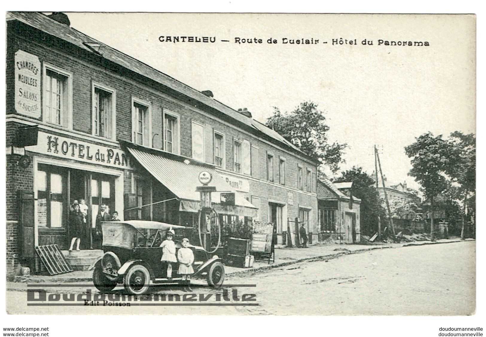 CPA - 76 - CANTELEU - Les Tenanciers Devant L'Hôtel Du Panorama - Pompe à Essence - Automobile - Enfants ***BEAU PLAN*** - Canteleu