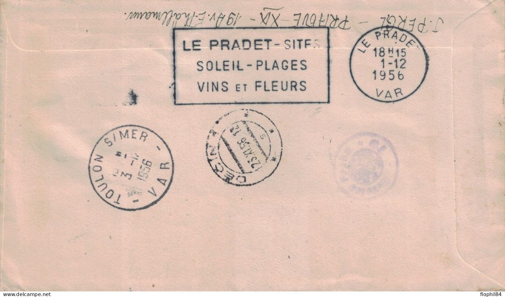 TCHECOSLOVAQUIE - LETTRE DE PRAGUE POUR LA FRANCE EN POSTE RESTANTE - TAXE 10F GERBECACHET TOULON 3-12-1956. - 1859-1959 Covers & Documents