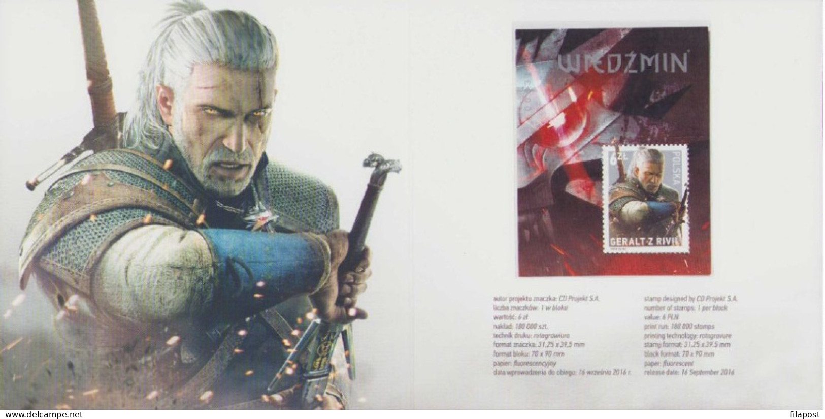 Poland 2016 Mi 254 The Witcher Wiedzmin Geralt Electronic Video Game, Booklet With Souvenir Block MNH** - Nuevos