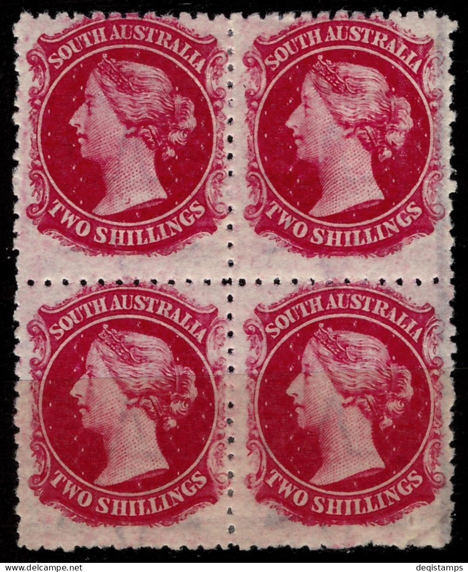 South Australia 1876-1900 QV 2 Sh  Watermark Broad Star MH Block Of 4 - Neufs