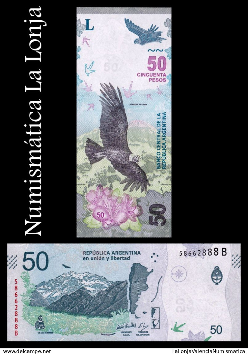 Argentina Bundle Taco 100 Banknotes 50 Pesos Cóndor 2018 Pick 363b Sc Unc - Argentine