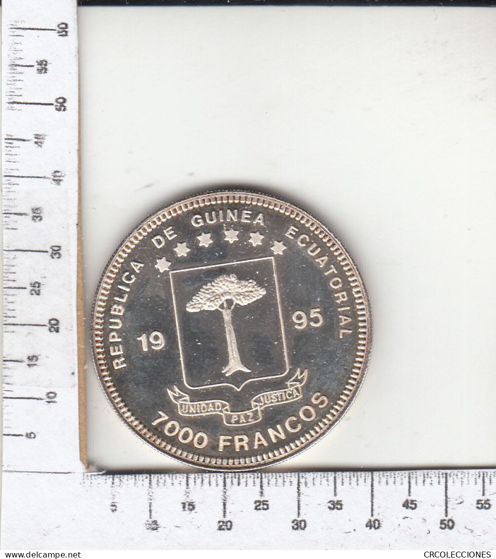 CR1852 MONEDA GUINEA ECUATORIAL 7000 FRANCOS 1995 PLATA COLOR - Guinée Equatoriale