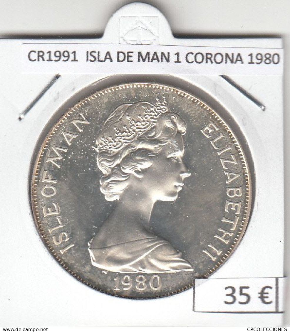 CR1991 MONEDA ISLA DE MAN 1 CORONA 1980 PLATA - Otros & Sin Clasificación