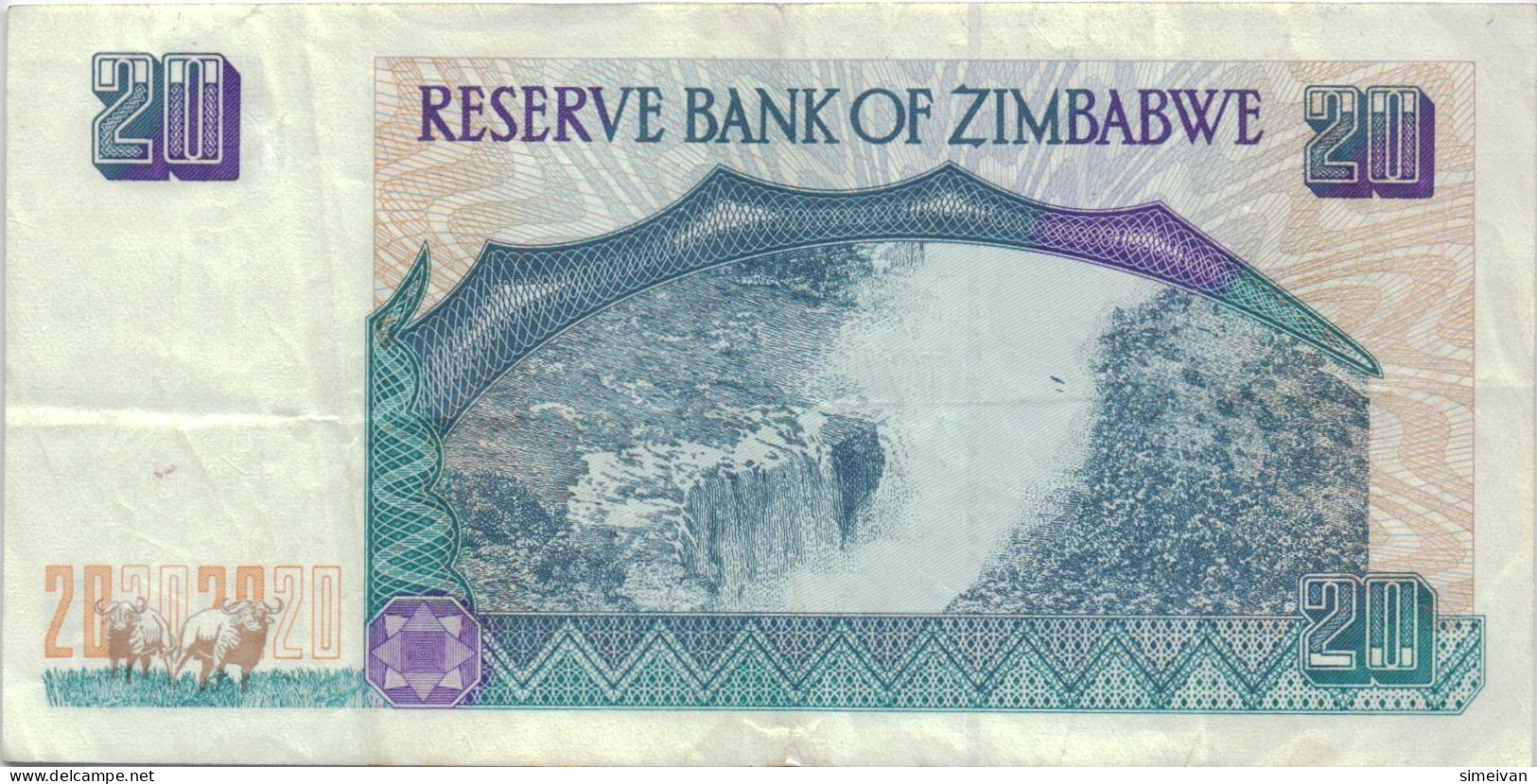 Zimbabwe 20 Dollars 1997 P-7a Banknote Africa Currency #5163 - Zimbabwe