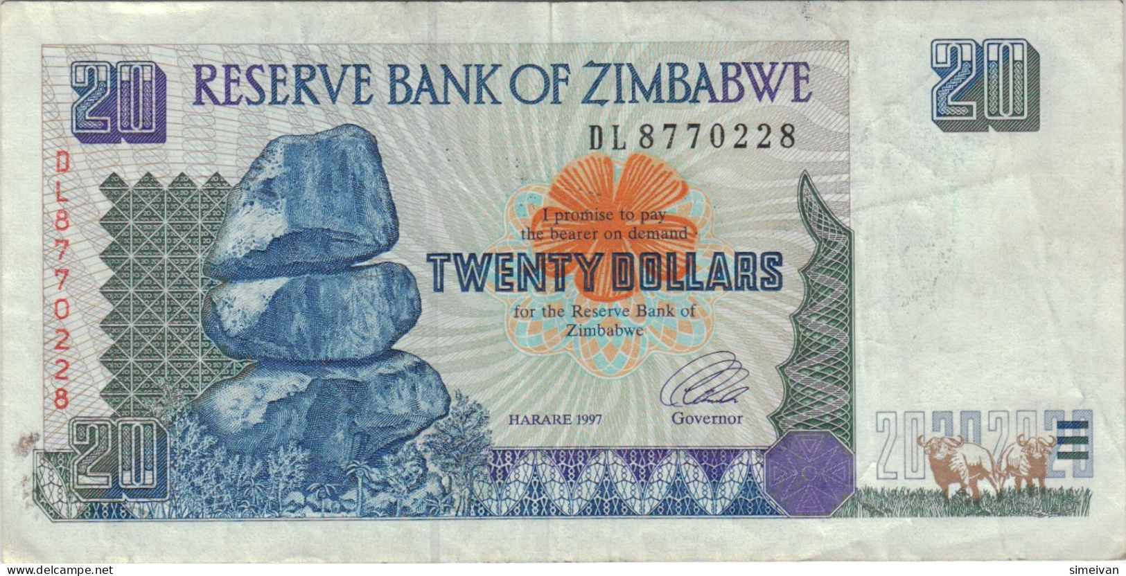 Zimbabwe 20 Dollars 1997 P-7a Banknote Africa Currency #5164 - Zimbabwe