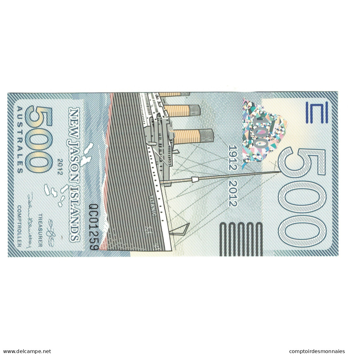 Billet, United Kingdom , 500 Australes, 2012, NEW JASON ISLAND, NEUF - Vals En Specimen