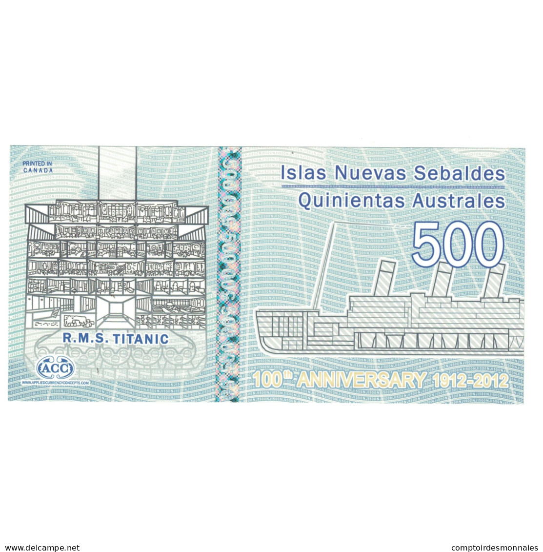 Billet, United Kingdom , 500 Australes, 2012, NEW JASON ISLAND, NEUF - [ 8] Specimen