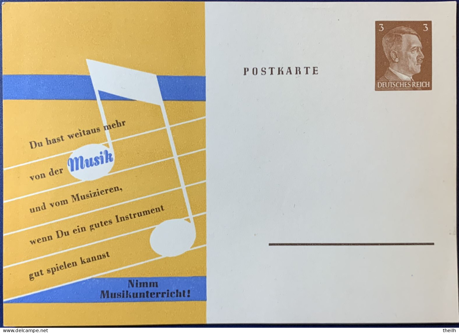 Privatganzsache Postkarte "Nimm Musikunterricht!" - Entiers Postaux Privés