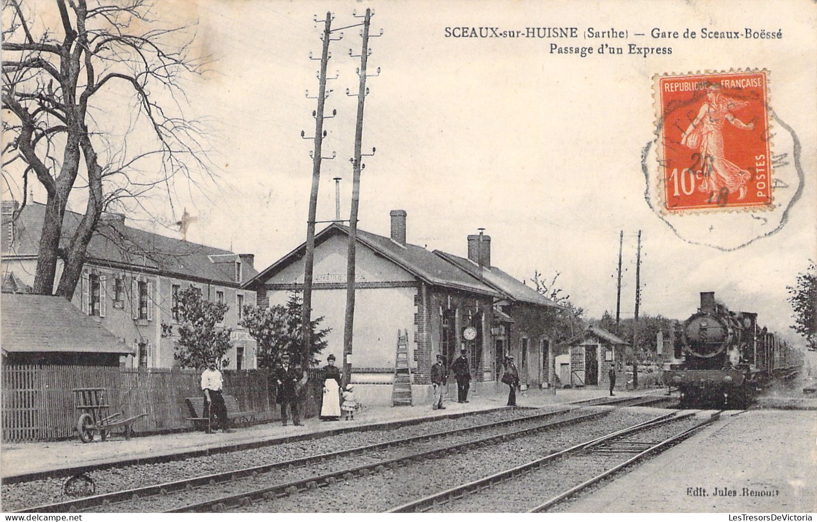 FRANCE - Sceaux Sur Huisne - Gare De Sceaux Boëssé - Passage D'un Express - Carte Postale Ancienne - Other & Unclassified