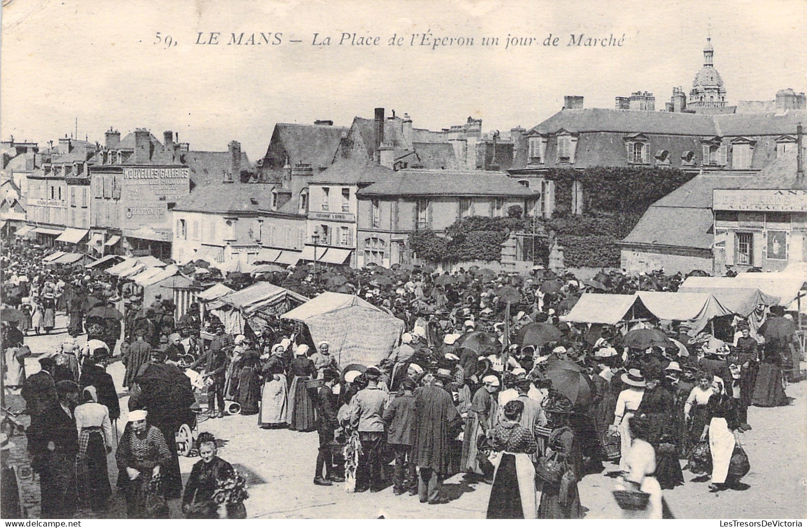 FRANCE - Le Mans - La Place De L'eperon Un Jour De Marché - Carte Postale Ancienne - Le Mans