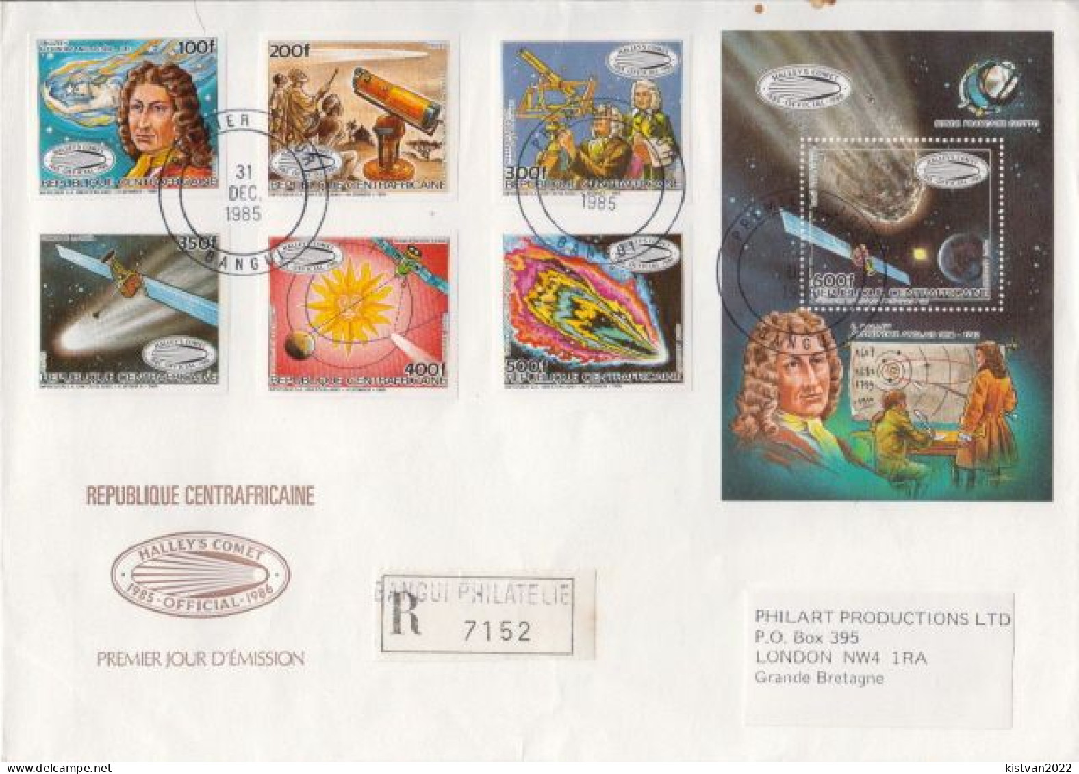 Central Africa Halley's Comet Perforated And Imperforated Sets And SSs And 6 Deluxe Sheets On 4 R Covers - Afrika