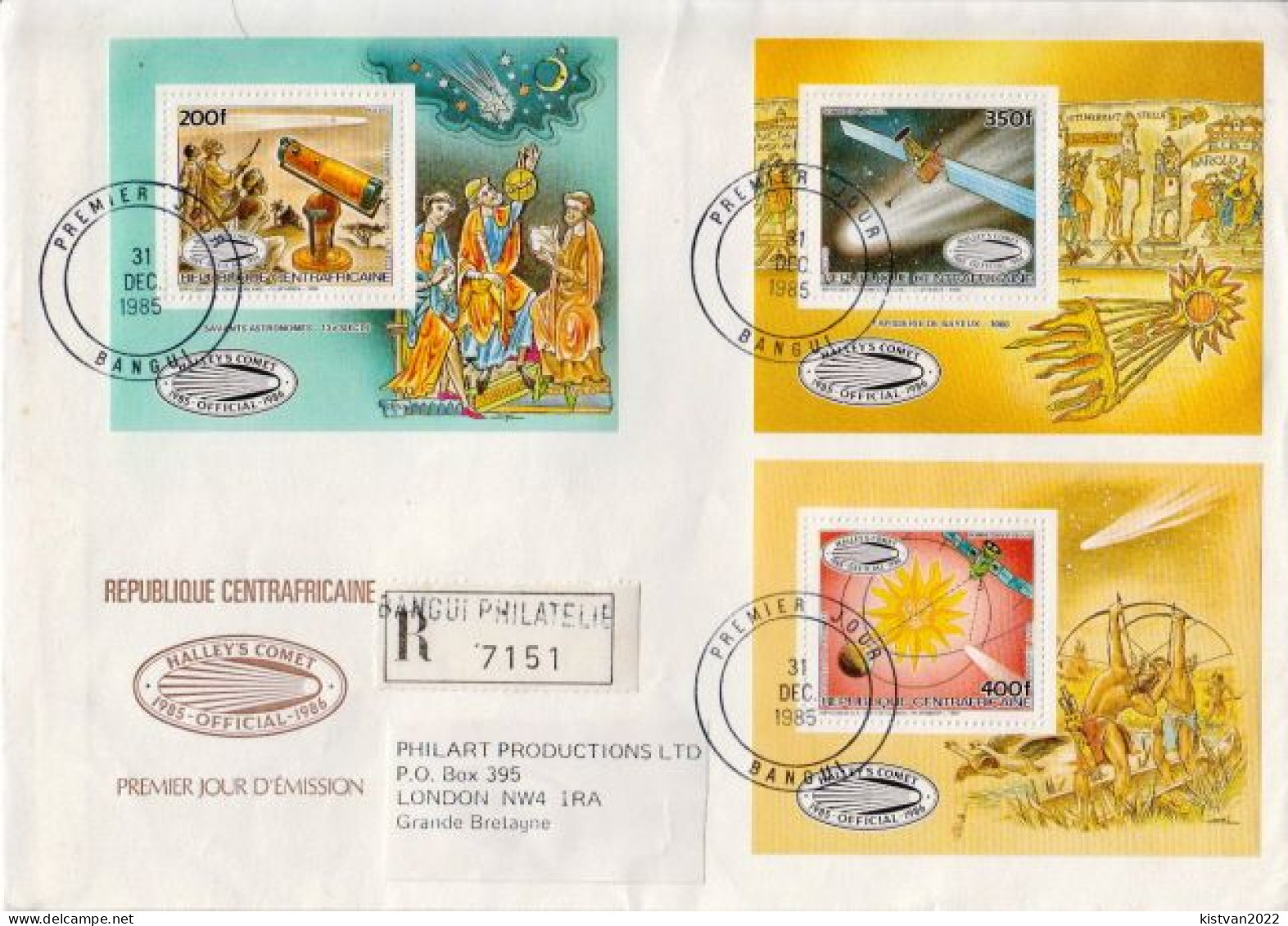 Central Africa Halley's Comet Perforated And Imperforated Sets And SSs And 6 Deluxe Sheets On 4 R Covers - Africa