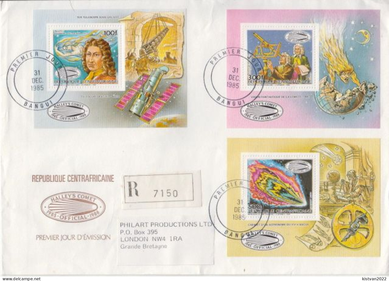 Central Africa Halley's Comet Perforated And Imperforated Sets And SSs And 6 Deluxe Sheets On 4 R Covers - Afrika
