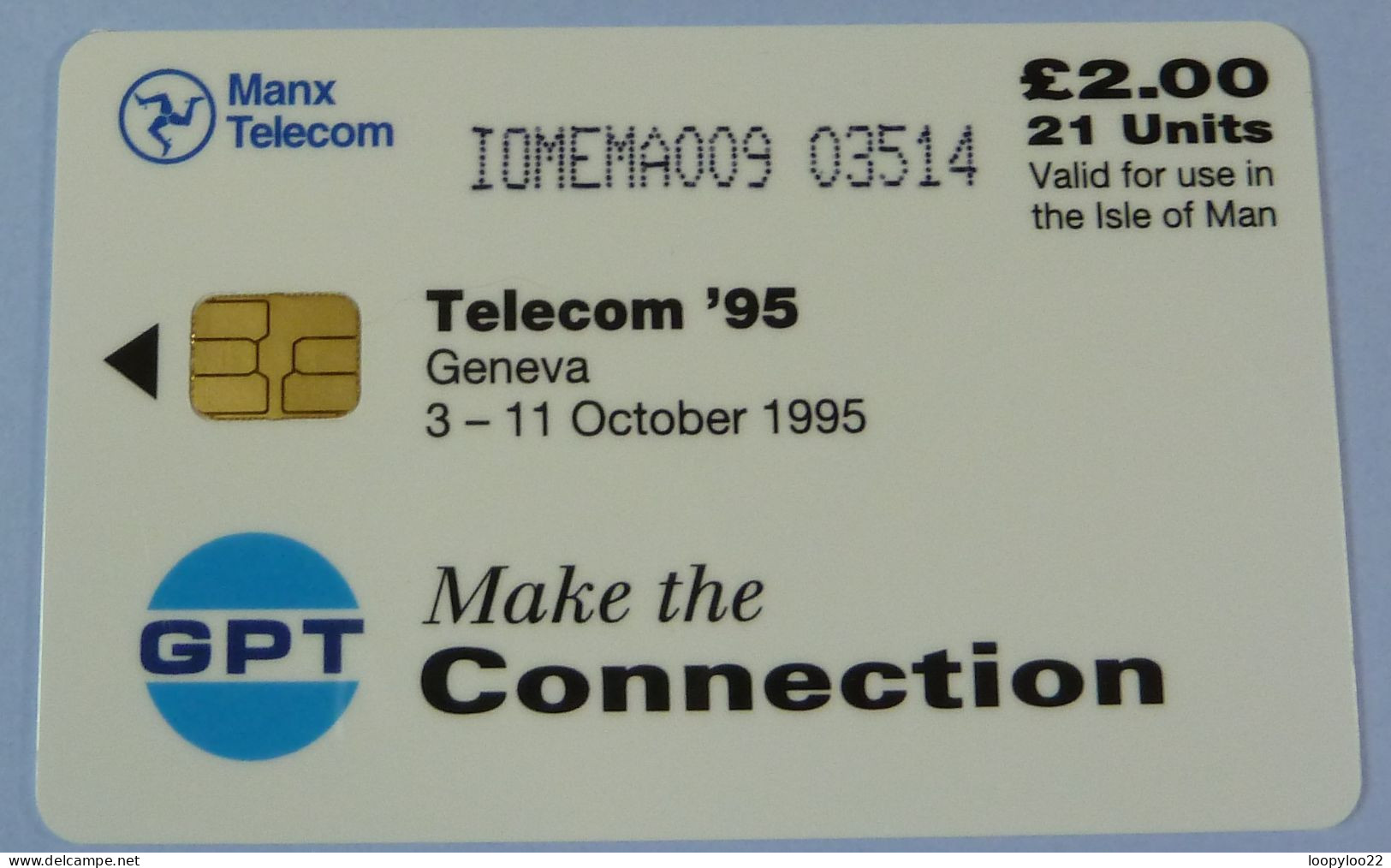 ISLE OF MAN - GPT - Make The Connection - Networks - IOMEMA - Telecom '95 - Geneva - £2 - Mint - Isle Of Man