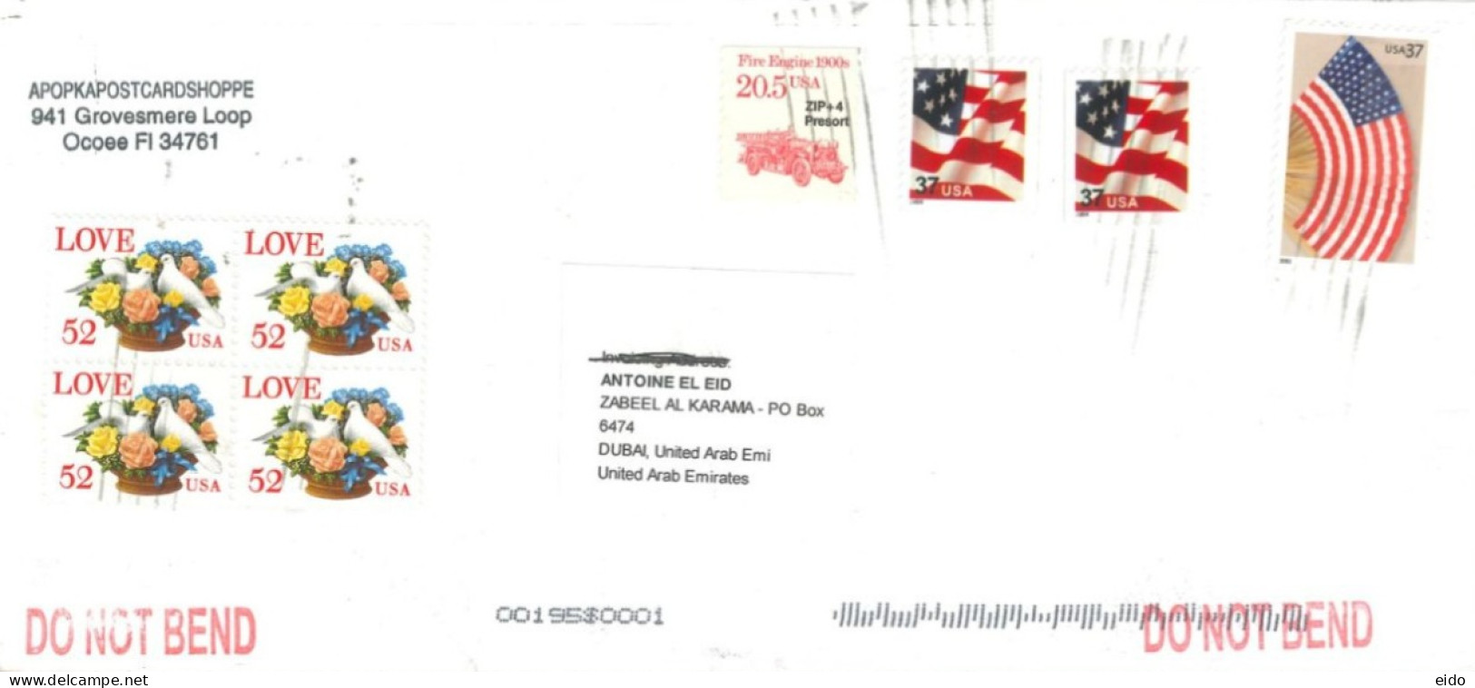 UNITED STATES : 2022 - STAMPS  COVER TO  DUBAI. - Lettres & Documents