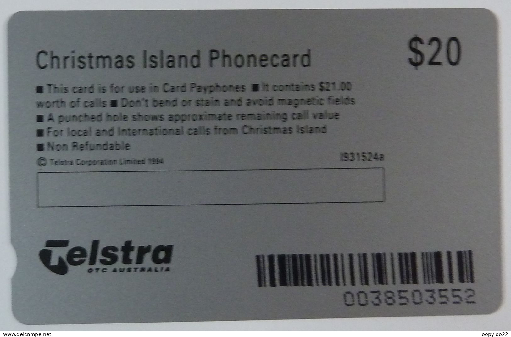 CHRISTMAS ISLAND - Anritsu - Telstra - $20 - The Annual Red Crab Migration - Mint - Rare - Islas Christmas