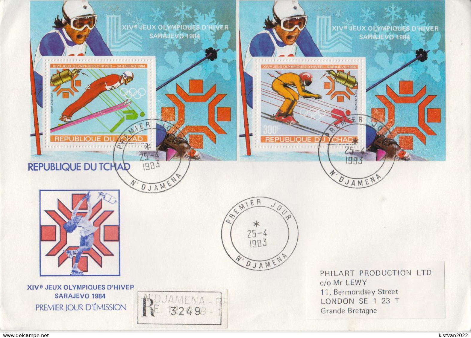 Chad Olympc Games A Set Of 6 Deluxe Sheets On 3 R Covers - Winter 1984: Sarajevo