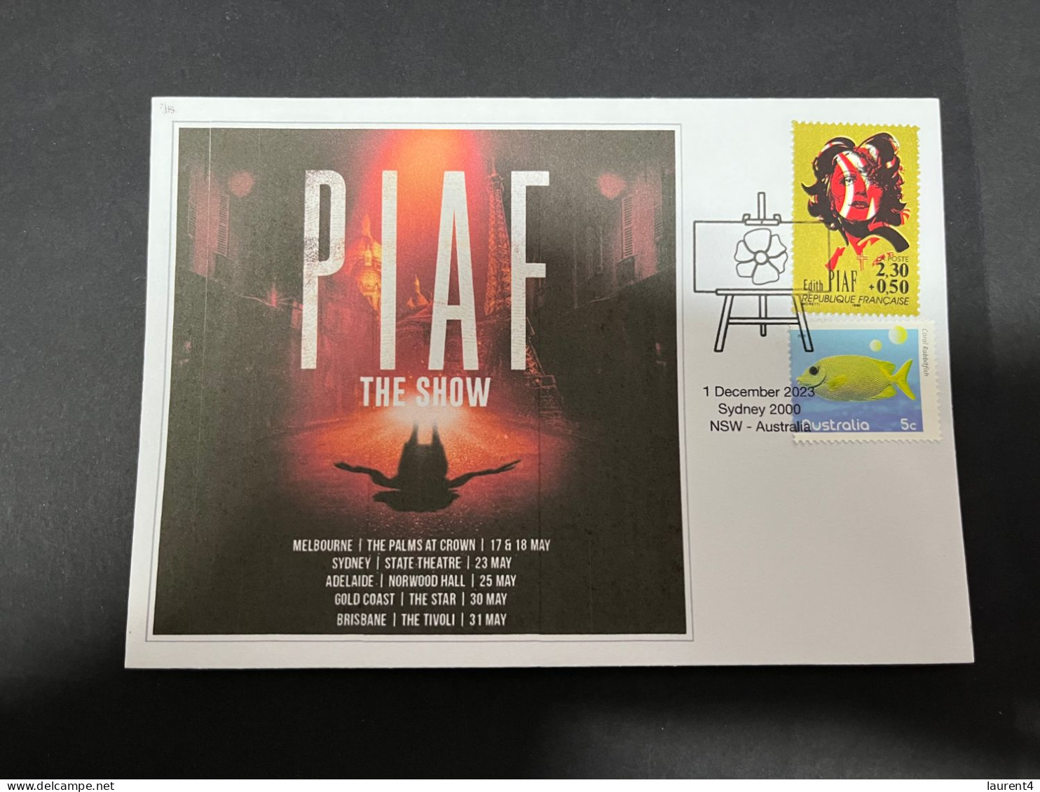 5-12-2023 (1 W 23) New Edith Piaf Six Concert Shows Anounced In Australia During May 2024 - With Edith Piaf Stamp - Sänger