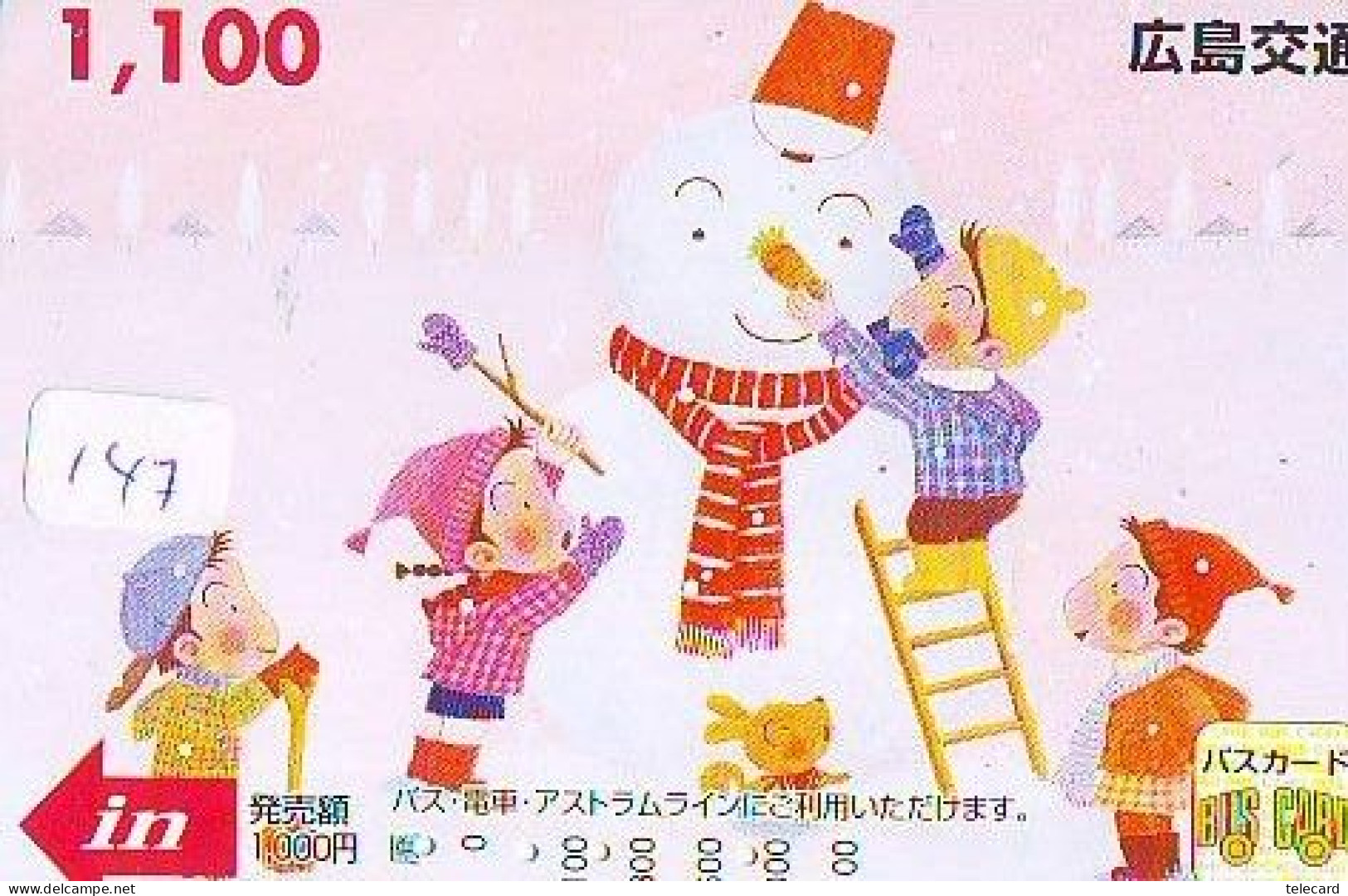 TELECARTE JAPON * TELEFONKARTE JAPAN * SCHNEEMANN (147)  PHONECARD * SNOWMAN * NOEL * CHRISTMAS - Noel