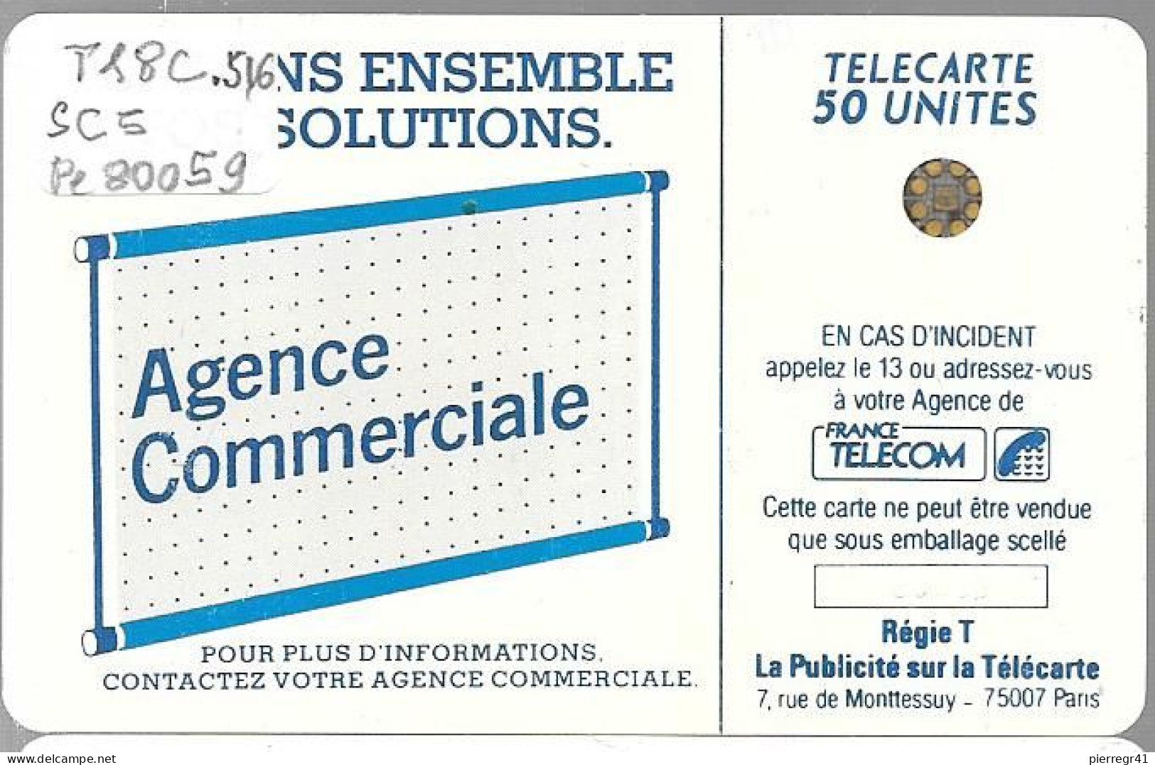 CARTE-PUBLIC-600 AGENCES-50U-Te18C.516-SC5An-Offset Glacé-Trou 6--5N°Pe 80059-Util--TBE- - 600 Agences