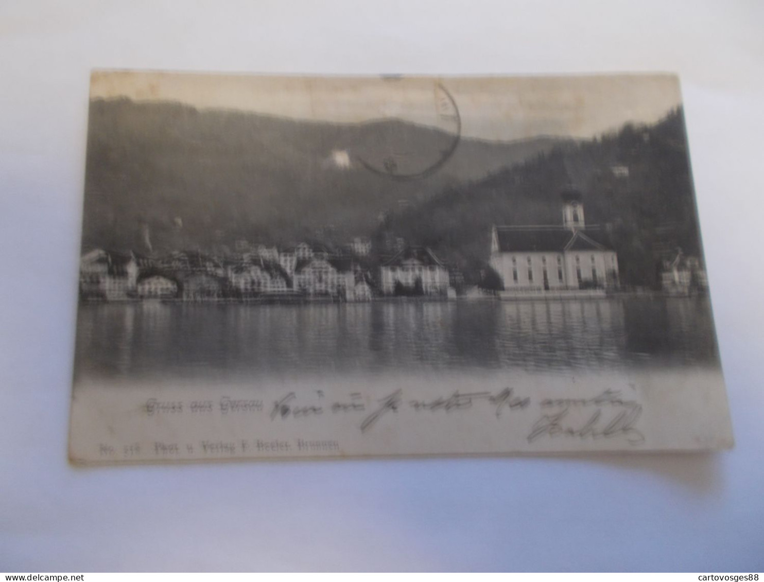 GRUSS AUS GERSAU  SCHWYR ( SUISSE SWITZERLAND ) VUE GENERALE  1908 CACHET GERSAU AU DOS - Gersau