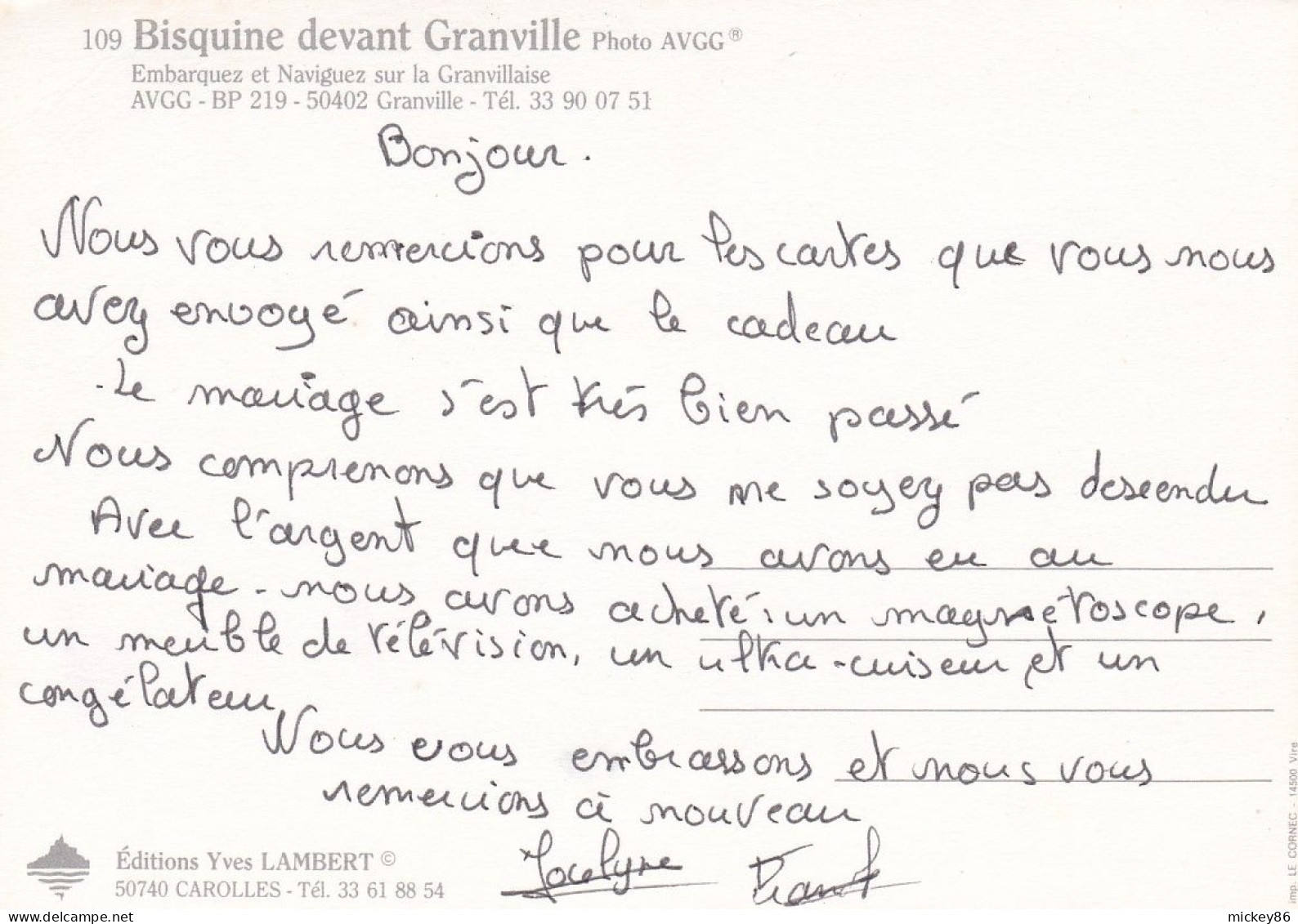 Voilier -- "La Granvillaise " ---Bisquine  Devant  GRANVILLE--50  ( France ) - Voiliers