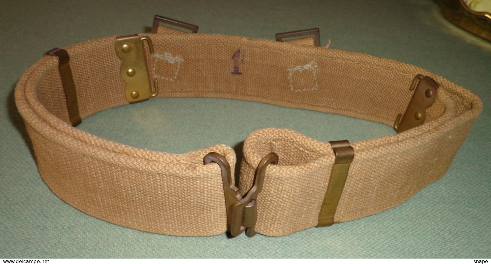 Cinturone Combattimento In Canapa Kaki Anni 70 - Esercito Italiano - Vintage - Italian Army Belt - Vintage (rif.273) - Equipement