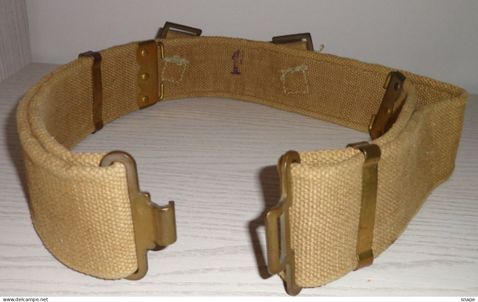 Cinturone Combattimento In Canapa Kaki Anni 70 - Esercito Italiano - Vintage - Italian Army Belt - Vintage (rif.273) - Equipement