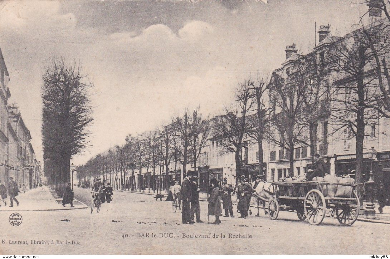 BAR LE DUC--1907--Boulevard De LA ROCHELLE ( Très Animée, Attelage ) - Bar Le Duc