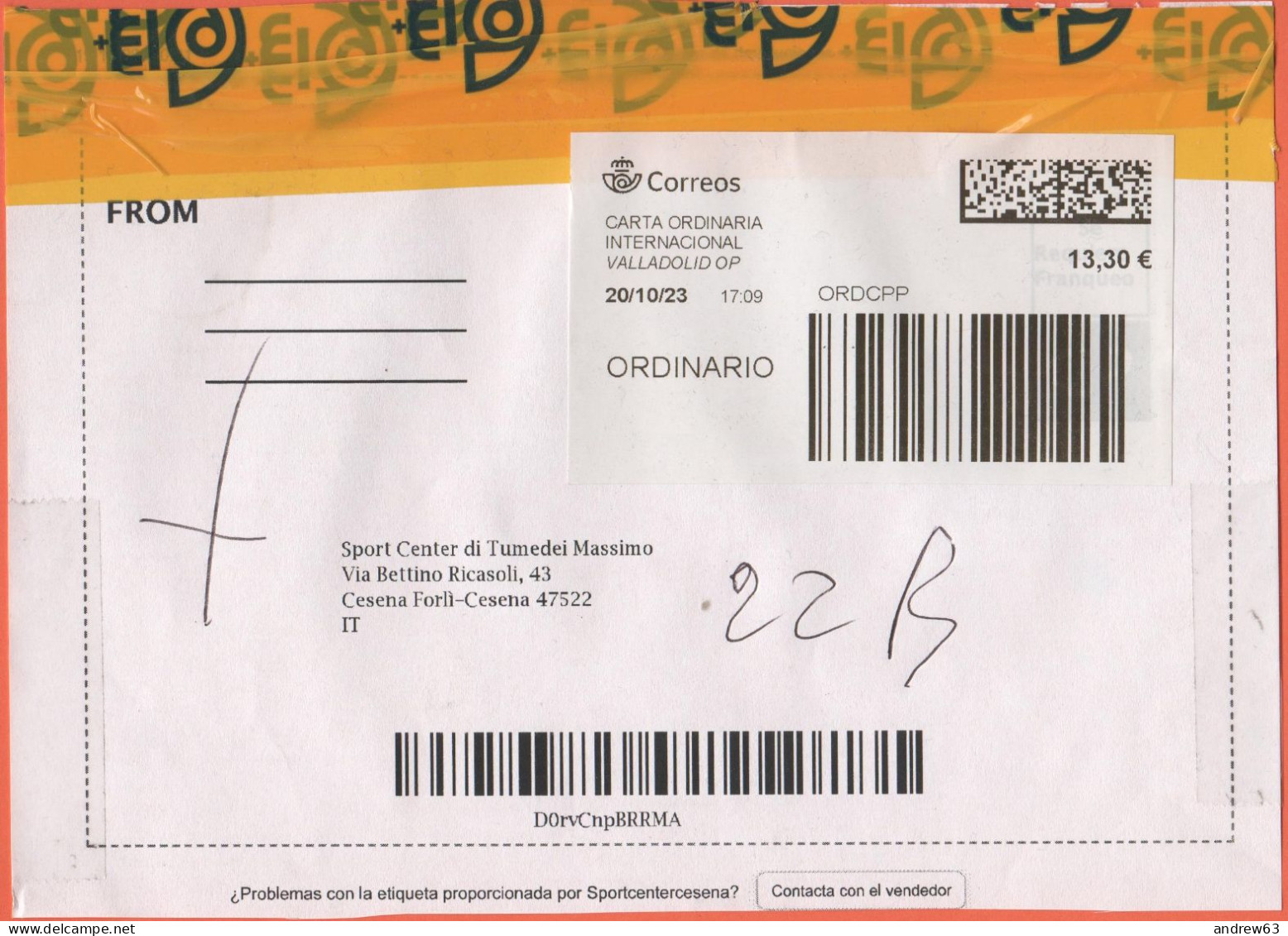 SPAGNA - ESPAÑA - Spain - Espagne - 2023 - 13,30€ Carta Ordinaria Internacional - Viaggiata Da Vallidolid Per Cesena, It - Covers & Documents