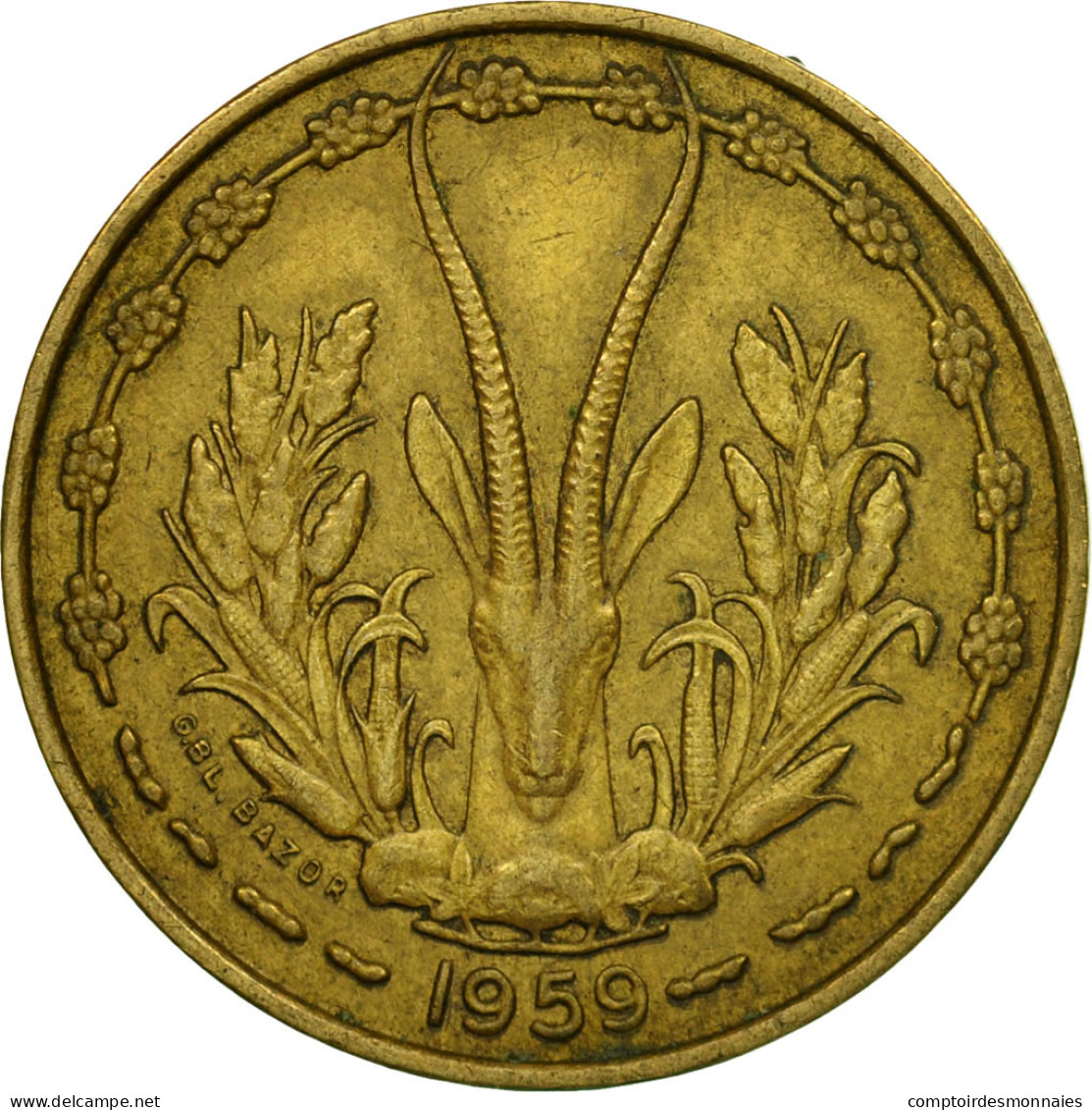 Monnaie, West African States, 10 Francs, 1959, Paris, TTB, Aluminum-Bronze, KM:1 - Ivory Coast