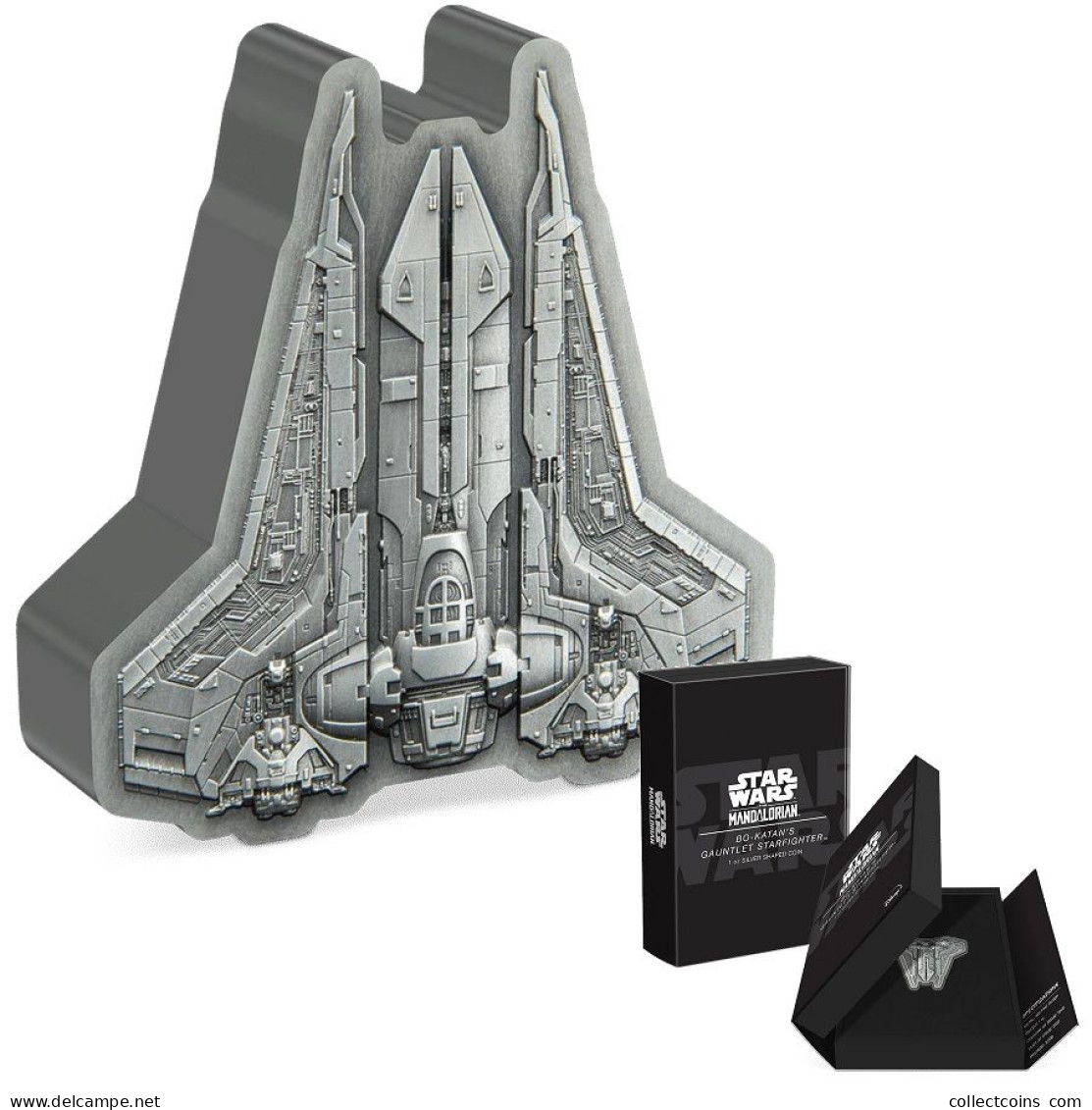 Niue 2 Dollars 2023 Star Wars The Mandalorian BO Katan Gauntlet Starfighter 1 Oz Silver Coin Zilveren Munt Silber Proof - Andere - Oceanië