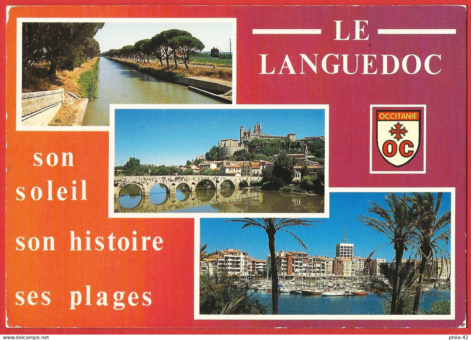Languedoc : Canal Du Midi, Béziers Et Le Cap D'Agde - Carte écrite BE - Languedoc-Roussillon