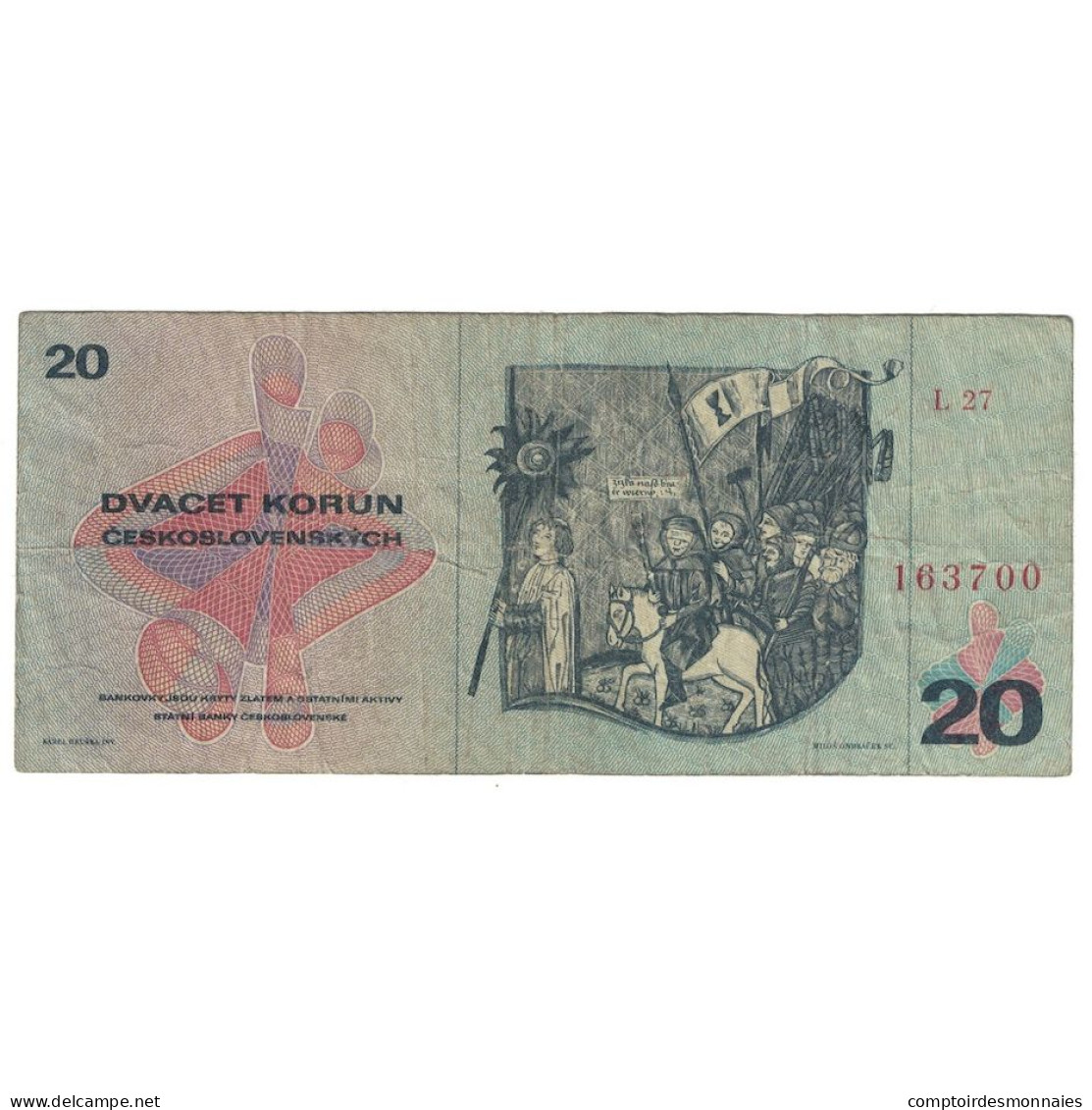 Billet, Tchécoslovaquie, 20 Korun, 1970, KM:92, TB - Checoslovaquia