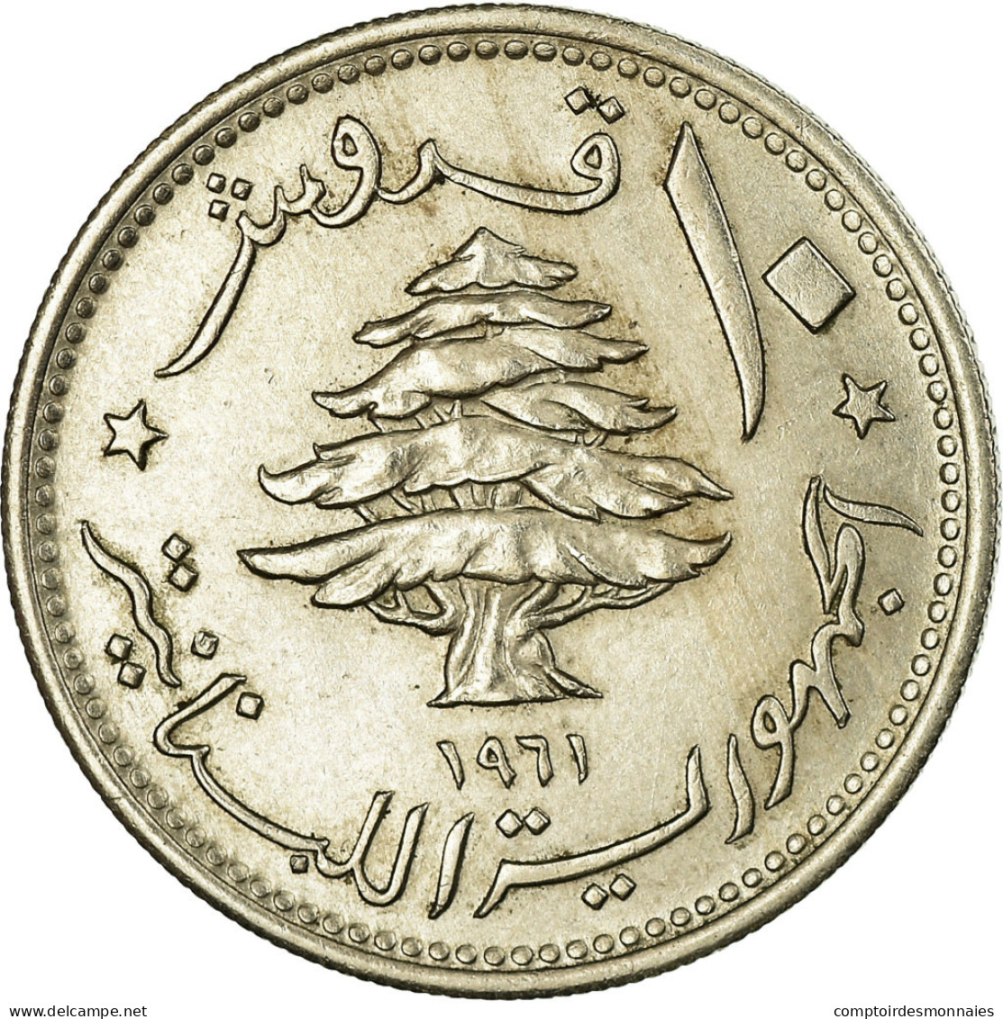 Monnaie, Lebanon, 10 Piastres, 1961, TTB, Copper-nickel, KM:24 - Libano