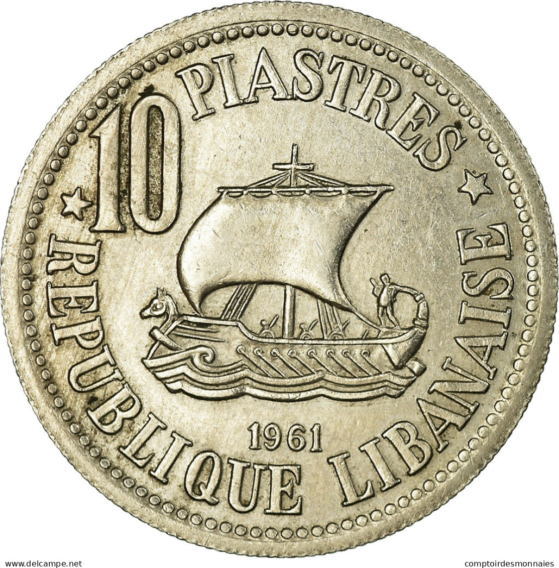 Monnaie, Lebanon, 10 Piastres, 1961, TTB, Copper-nickel, KM:24 - Libanon