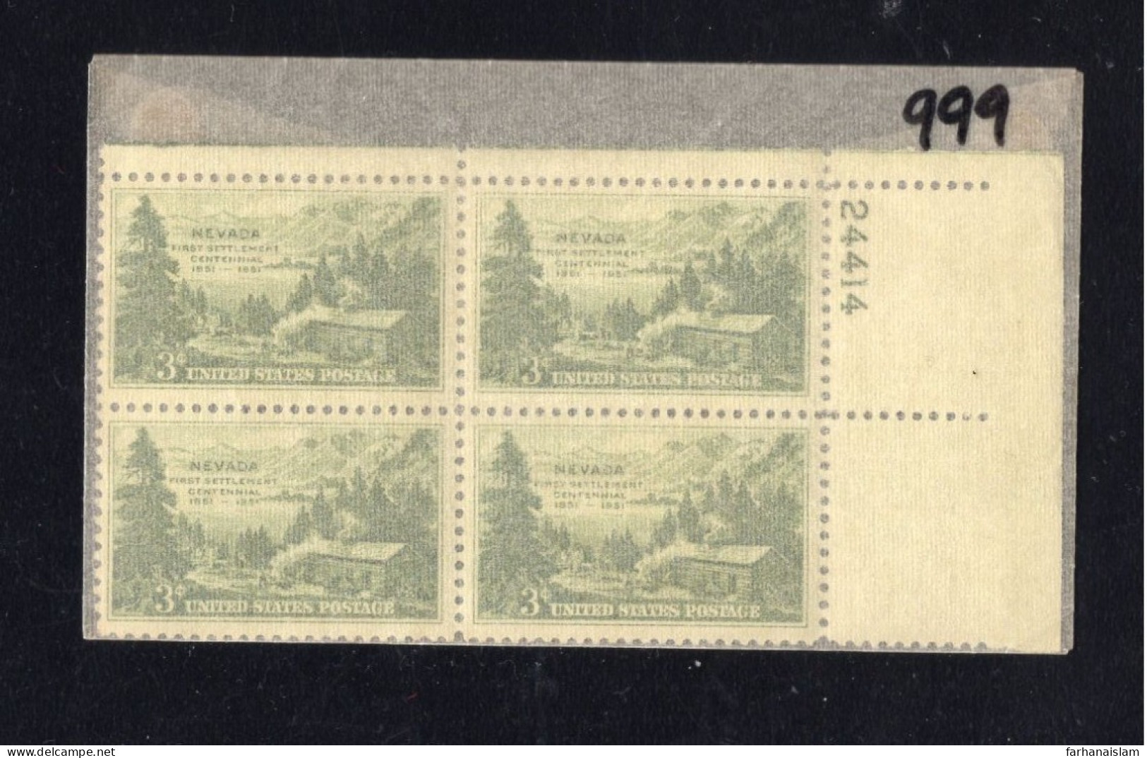 US #999 Plate Block NEVADA Mountain House MNH - Plattennummern