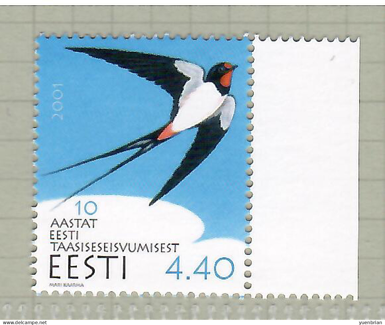 Estonia 2001, Bird, Birds, 1v, MNH** - Zwaluwen