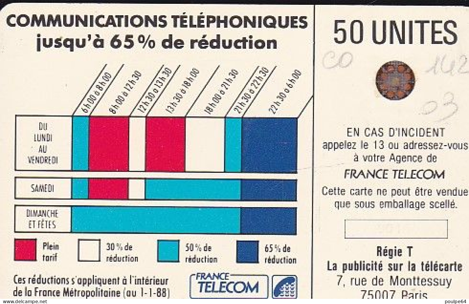 K09B/610 - SC4on  PØ7 - 50 Unités - (verso : 6 N° Impacts Encadrés (série Des 10000)) (glacée) - Cordons'