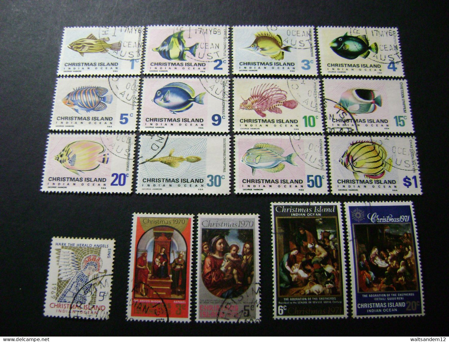 Christmas Island 1968-1970 Fish Definitive Set + 1969, 1970, 1971 Christmas Issues (SG 22-36) - Used [Sale Price] - Christmas Island