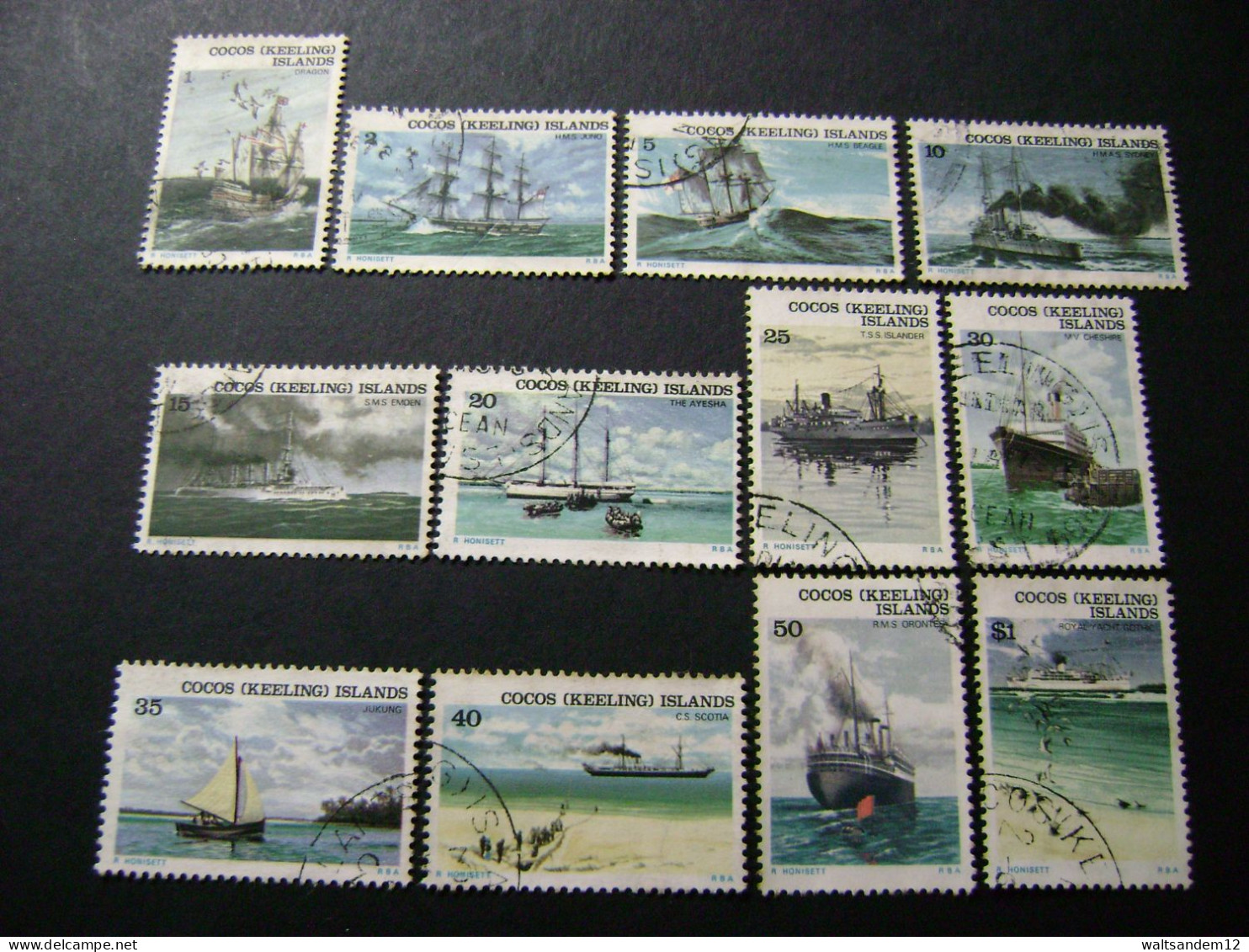 Cocos (Keeling) Islands - 1976 Ships Definitive Stamps Set Of 12 (SG 20-31) - Used [Sale Price] - Cocos (Keeling) Islands