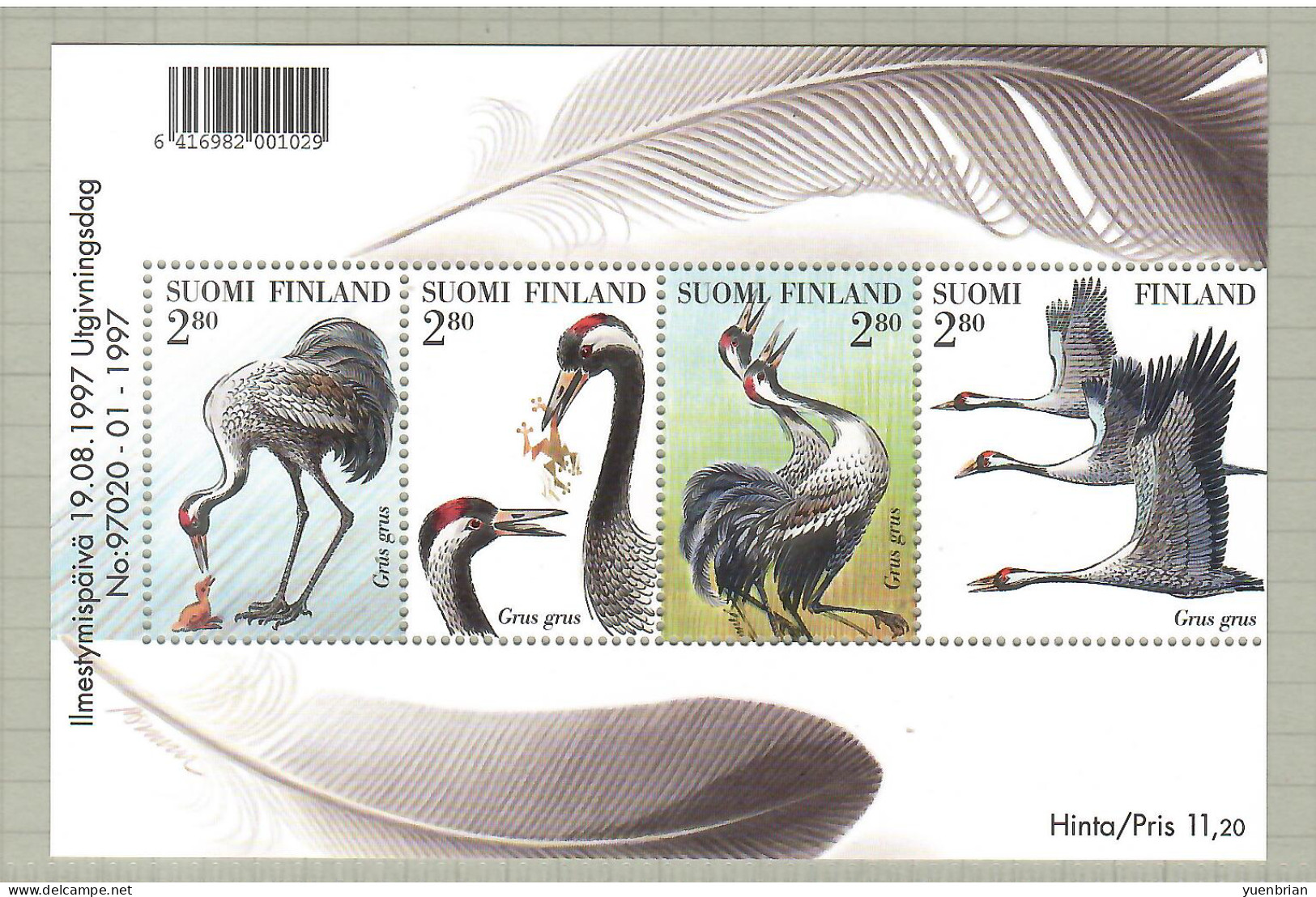 Finland 1997, Bird, Birds, M/S Of 4v, MNH** - Kranichvögel