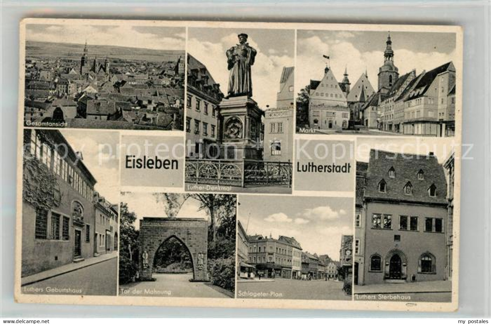 43185997 Eisleben Panorama Luther Denkmal Markt Luthers Geburts Und Sterbehaus T - Eisleben